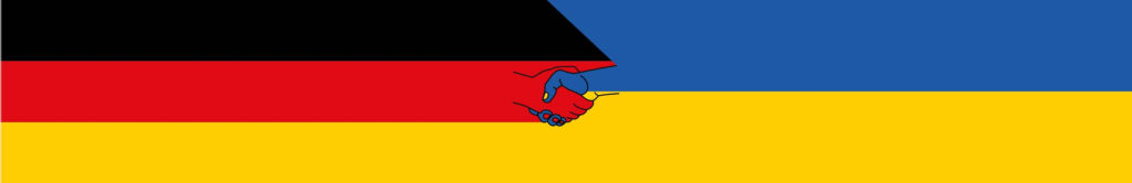 German and Ukrainian Flag shaking hands